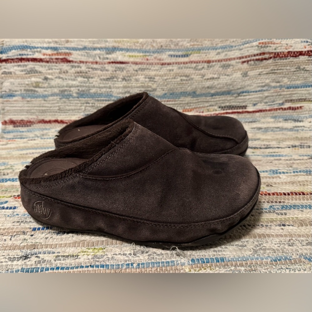 FitFlop Brown Suede Slip-On Clogs Mules